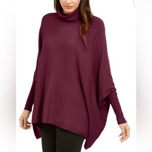 Alfani Rich Malbec Knit Poncho Sweater